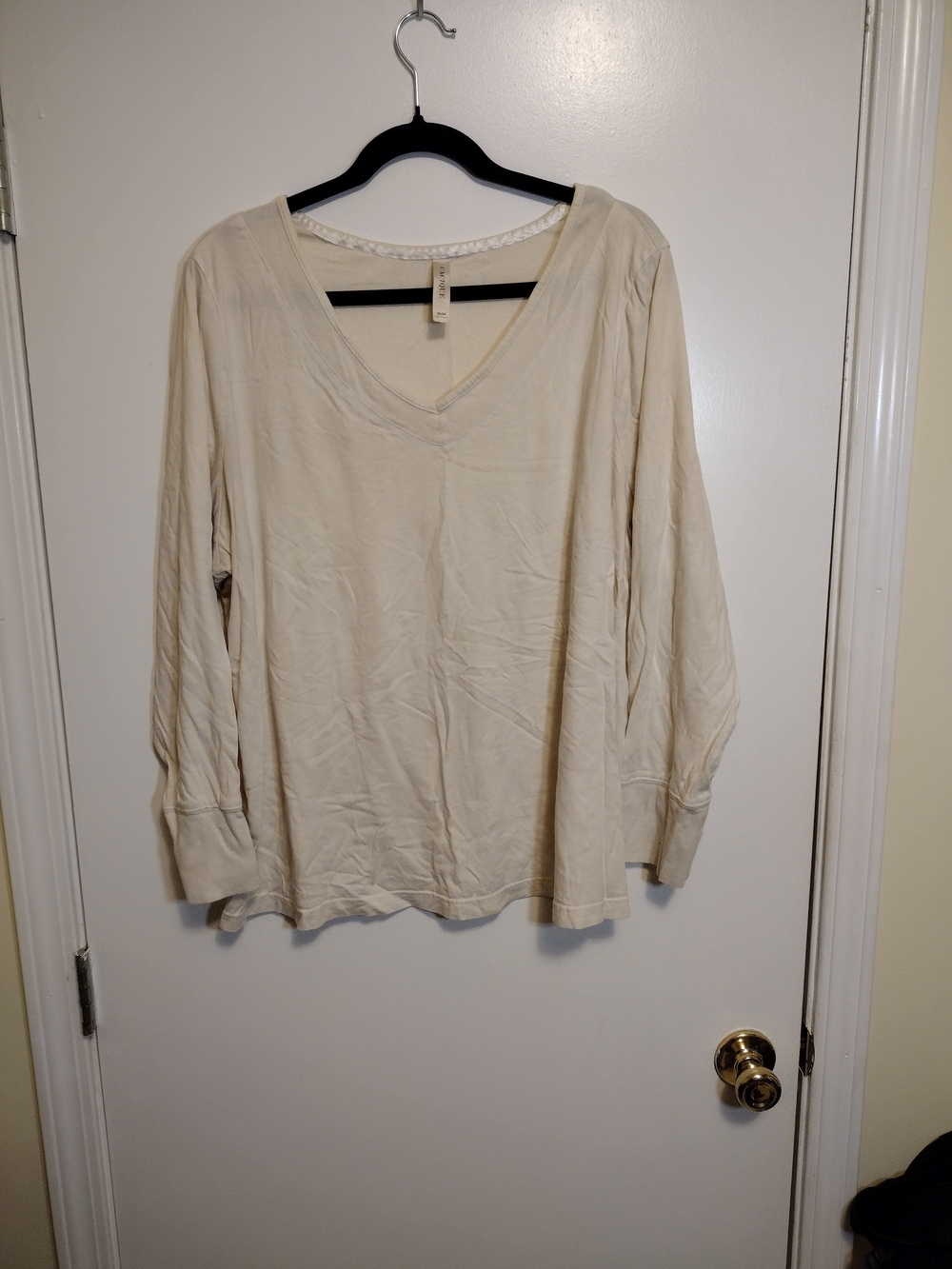 Cacique Cream V-Neck Long Sleeve Tee